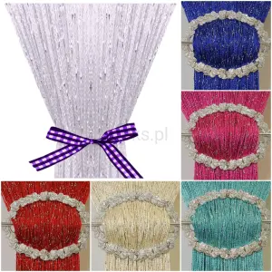 Firana makaron SREBRNA NIĆ 100x160 wys. firany makarony