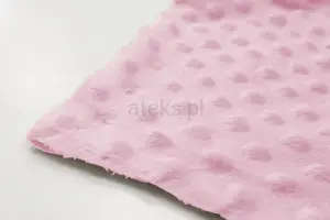 Tkanina MINKY z tłoczonymi kropkami 160 cm RÓŻ JASNY