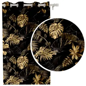 Zasłona monstera złote liście PANAMA DRUKOWANA 145x250 cm wys.